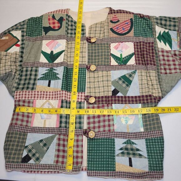 Handmade Quilt Patchwork Button Up Vintage Bomber Jacket - Picture 9 of 15